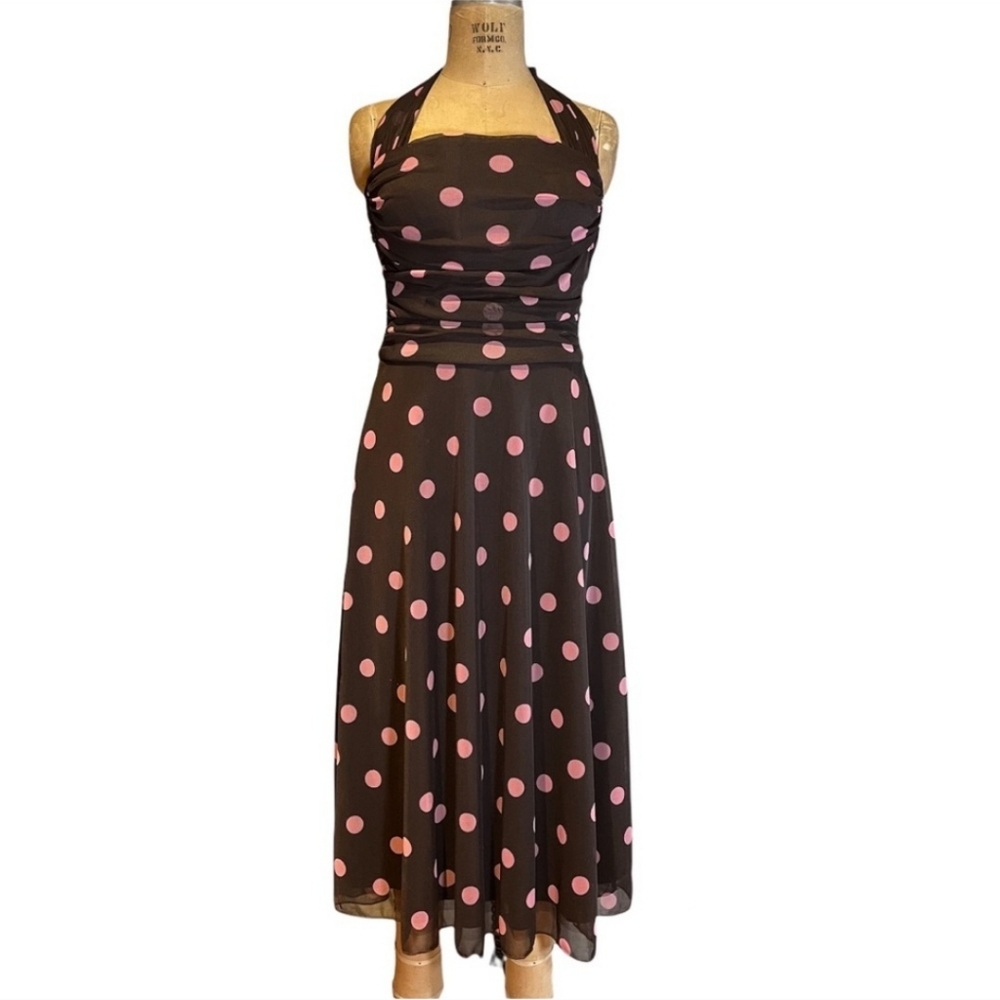 XOXO Collection Y2K Halter Dress with Polka Dots